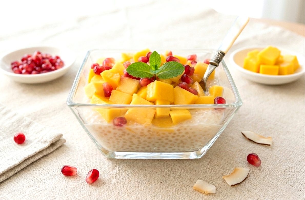 טפיוקה בקרם קוקוס ופירות: הקינוח האולטימטיבי – טעים, קליל, מרענן ומרשים (ואפילו טבעוני וללא גלוטן)