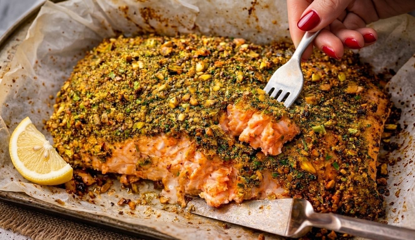 סלמון בציפוי פיסטוקים ועשבי תיבול: המנה המנצחת שלכם לשולחן החג